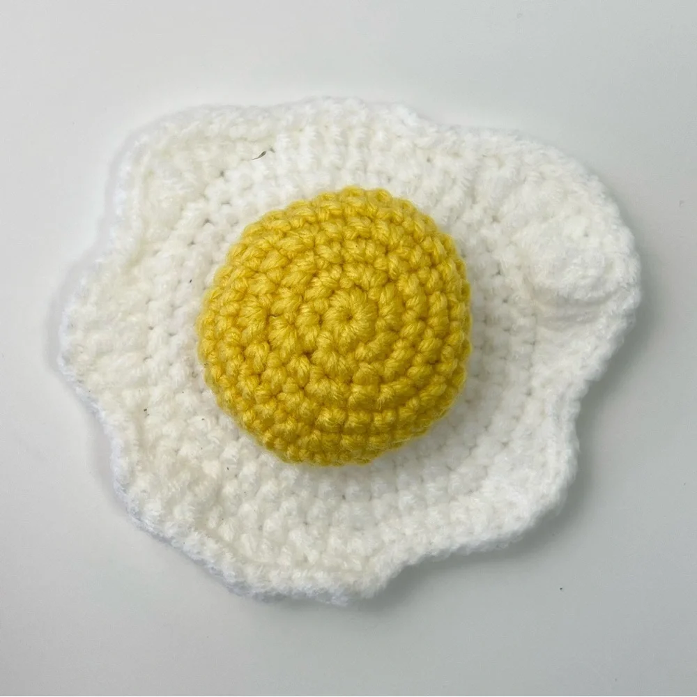 Cat Toy Handmade Fried Egg Catnip Crochet Toy